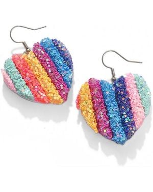 SOH Multicolor Gold-tone Heart Drop Earrings - Blue