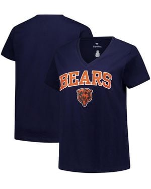 Fanatics Plus Size Chicago Bears V-neck Screen Print T-shirt - Blue