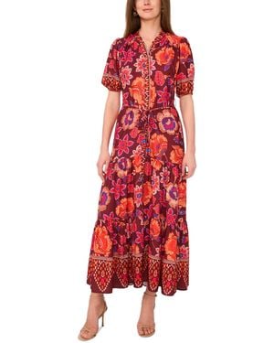 Vince Camuto Printed Puff-sleeve Maxi Dress - Red