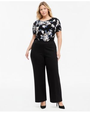 Anne Klein Essentials Plus Size Pull-on Wide-leg Pants - Black