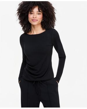INC International Concepts Long Sleeve Rib-knit Boat Neck Top - Black