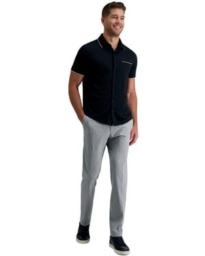 Kenneth Cole Slim-fit Stretch Check Dress Pants - Black
