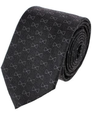 Trafalgar Signature Logo Silk Novelty Necktie - Gray