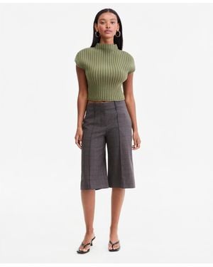 BarIII Plaid High-rise Knee-length Shorts - Green