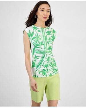 INC International Concepts Side-cinched Cotton Tank Top - Green
