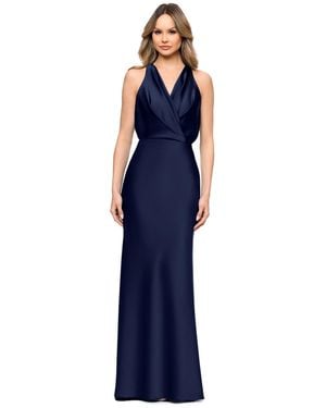 Betsy & Adam Petite V-neck Sleeveless Ball Gown - Blue