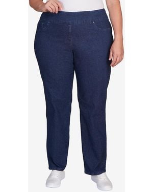 Ruby Rd. Plus Size Pull On Denim Pants - Blue