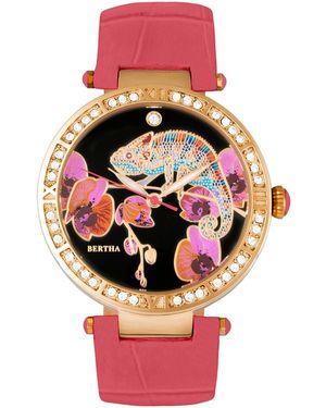 Bertha Quartz Camilla Collection Leather Watch 38mm - Pink