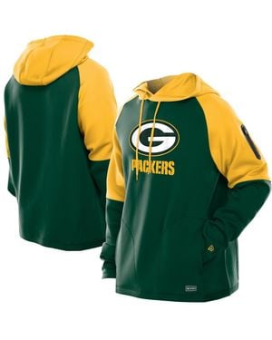 KTZ Bay Packers Combine Authentic Color Block Raglan Pullover Hoodie - Green