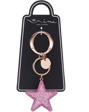 Nina Crystal Star Bag Charm - White