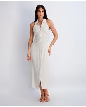 Kensie Collared Sleeveless Woven Dress - White