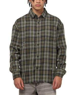Saint Morta Credo Plaid Long Sleeve Button Up Shirt - Gray