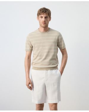 Mango Striped Jersey T-shirt - Natural
