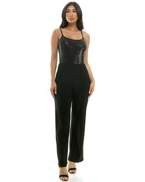 Bebe Scoop Neck Disco Dot Jumpsuit - Black