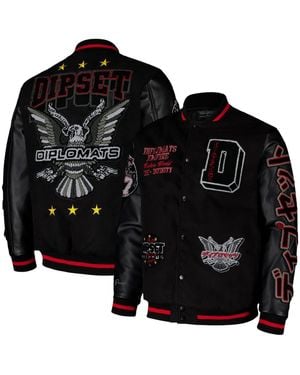 Reason And The Diplomats Members Full-snap Varsity Jacket - Black