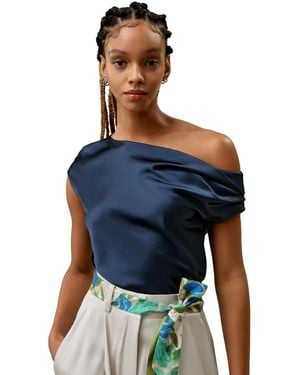 LILYSILK Boat Neck Silk Top - Blue