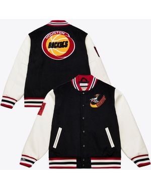 Mitchell & Ness Black/white Houston Rockets Hardwood Classics Off Day Full-snap Varsity Jacket