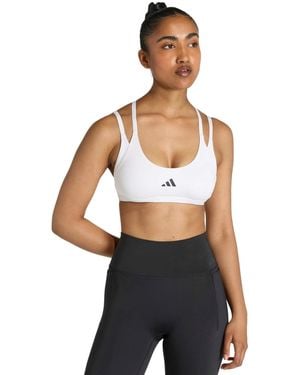 adidas Optime Workout Strappy Light Support Training Bra - White