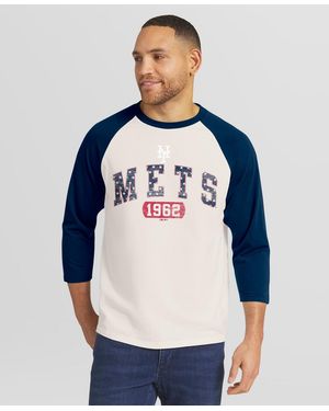 Darius Rucker Collection By Fanatics Cream/navy New York Mets Americana 3/4-sleeve Raglan T-shirt - Blue