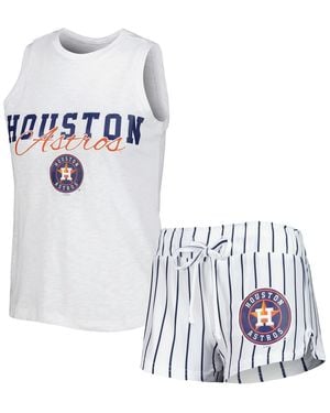 Concepts Sport Houston Astros Reel Pinstripe Tank Top And Shorts Sleep Set - White