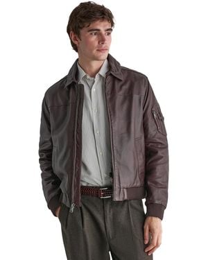 Wilsons Leather Aviator Bomber Removeable Faux Fur Collar Leather Jacket - Brown
