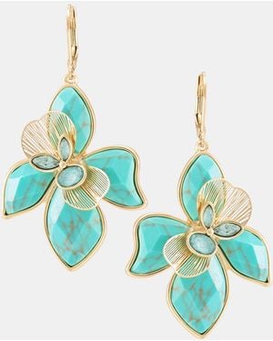 Lonna & Lilly Gold-tone Faux Large Flower Drop Earrings - Blue