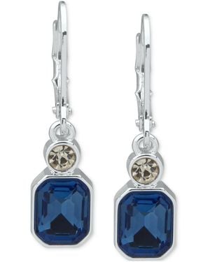 Anne Klein Silver-tone Crystal Drop Earrings - Blue