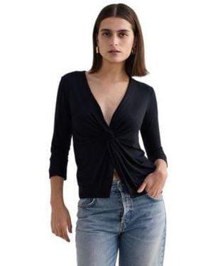 REISTOR Twist Front Knit Shirt In - Black