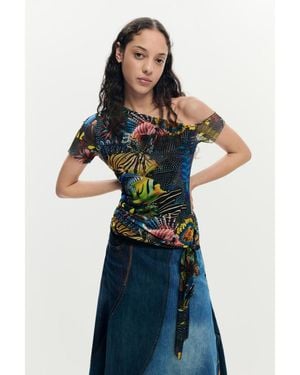 Desigual Asymmetrical Lacorix T-shirt - Blue