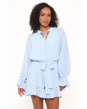 Petal & Pup Brianna Long Sleeve Romper - Blue