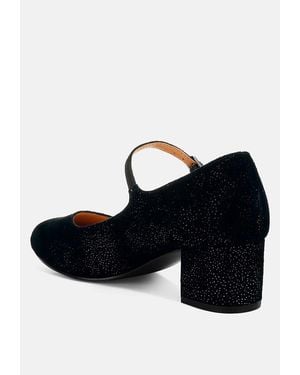 Rag & Co Bettola Shimmer Suede Mary Jane Sandals - Black