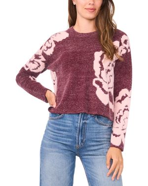 SAM & JESS Jacquard Floral Crewneck Sweater - Red