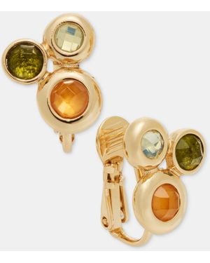 Anne Klein Stone Cluster Clip-on Button Earrings - Metallic