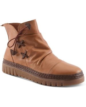 Spring Step Azura Vandis Ruched Leather Ankle Bootie - Brown