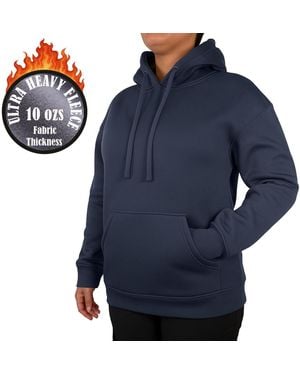 Galaxy By Harvic Blue Ice Loose Fit Super Heavyweight Fleece-lined Pullover Hoodie