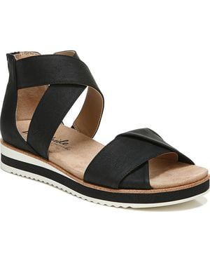 Bzees Lifestride Zoom Round Open Toe Crisscross Wedge Sandals - Black