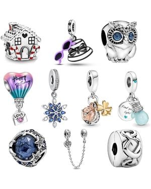 Aeelike 10 Pack Sterling Charms Sets For Bracelets Necklaces Gift - White