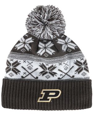 Ahead Purdue Boilermakers Stretch-fit Cuffed-knit Pom Beanie - Gray