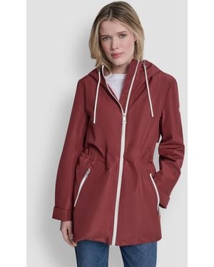 DKNY Sporty Anorak Hooded Raincoat - Red