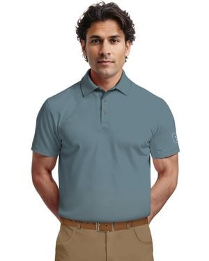 PGA TOUR Micro Geometric Print Short-sleeve Golf Polo Shirt - Blue