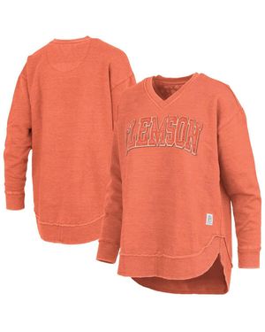 Pressbox Clemson Tigers Westin Poncho V-neck Pullover Sweatshirt - Orange