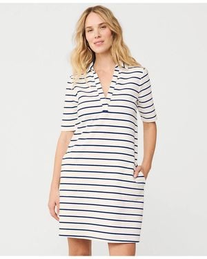 Lands' End Starfish Elbow Sleeve Polo Dress - White