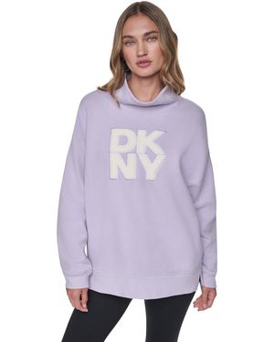 DKNY Mock-neck Oversized Graphic Sweatshirt - Purple