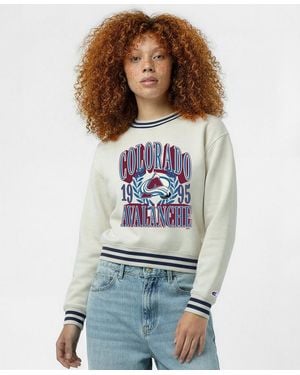 Champion Cream Colorado Avalanche Bold Laurels Reverse Weave Yarn Crewneck Sweatshirt - White