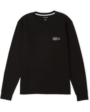 Lacoste Exclusive Crocodile Waffle-knit Thermal Shirt - Black
