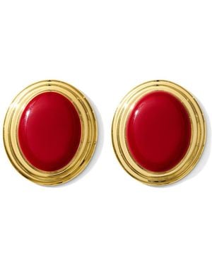 ALV Jewels Enamel Gold Studs Earrings - Red