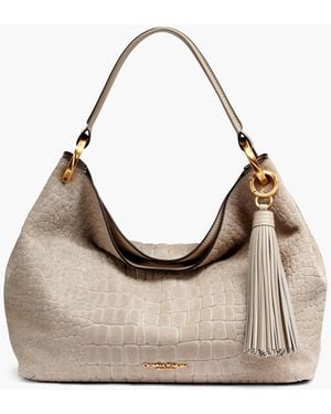 Donna Karan Glenwood Croco Suede Extra Large Shoulder Bag - Natural