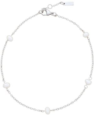 st. Moran Tarnish-resistant Natural Freshwater Imitation Pearl Max Station Anklet - White