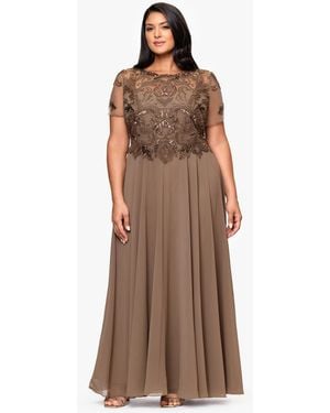 Xscape Plus Size Bead Detail A-line Maxi Dress - Brown
