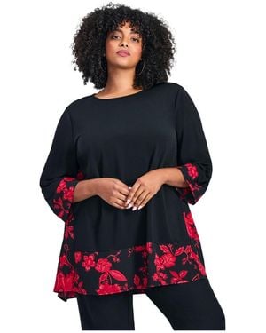 Avenue Plus Size Marion Mixed Media Tunic - Blue